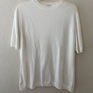 Lafayette 148 Short Sleeve Sweater - Size XL - White